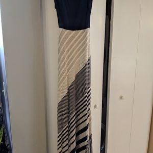 Navy, cream, white Maxi dress